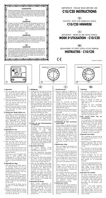 C10/C20 INSTRUCTIONS - Pet Mate