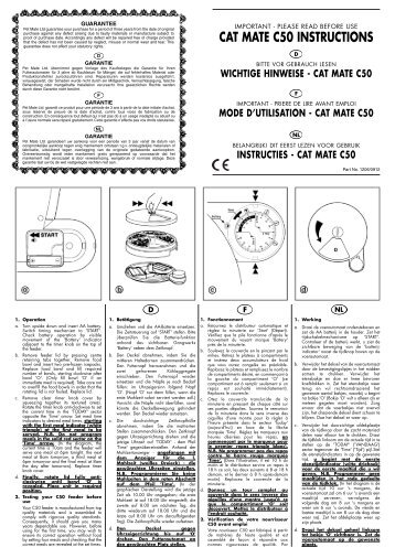 CAT MATE C50 INSTRUCTIONS - Pet Mate