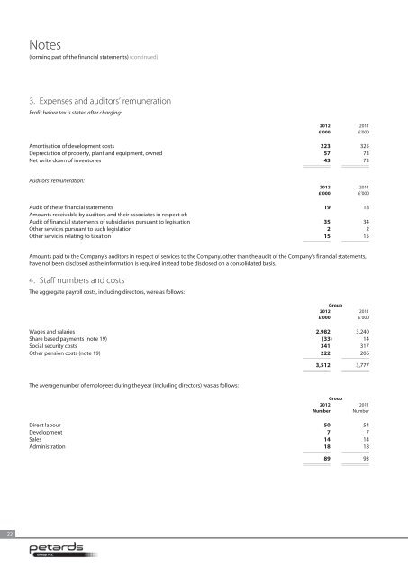 Annual Report and Accounts 2012 - Petards Group plc