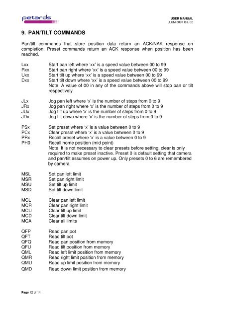 Title: Petards Universal Protocol User Manual