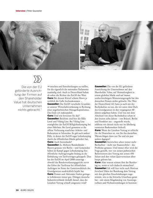 Interview in der Zeitschrift â¬uro vom Juni 2009 - Dr. Peter Gauweiler