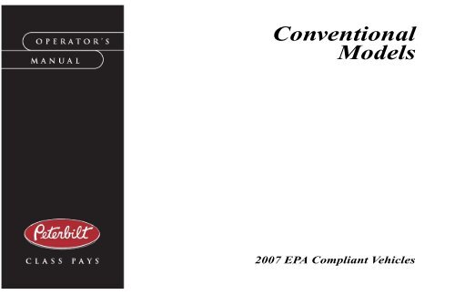 Peterbilt Conventional Trucks Operator S Manual After 1 07