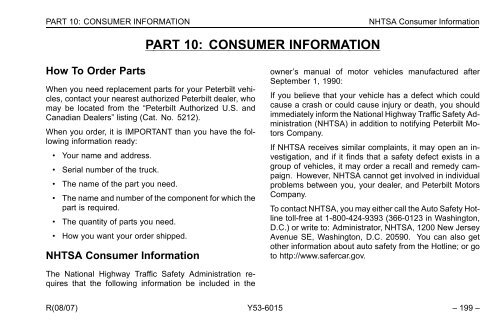 Peterbilt Model 320 Operator's Manual after 8-07 - Peterbilt Motors ...