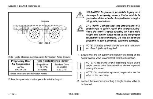 Peterbilt Medium Duty Trucks Operator's Manual after 1-07