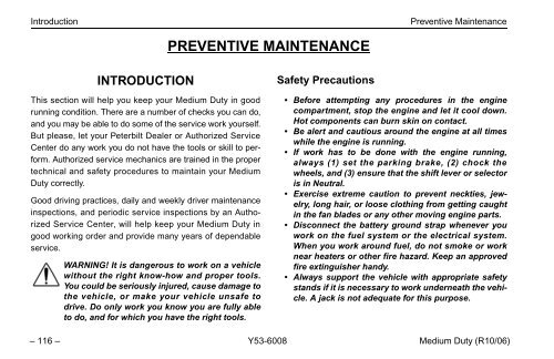 Peterbilt Medium Duty Trucks Operator's Manual after 1-07