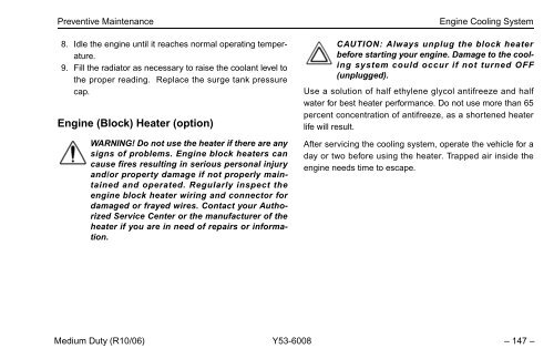 Peterbilt Medium Duty Trucks Operator's Manual after 1-07