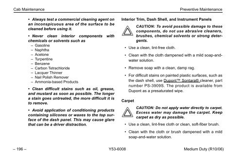 Peterbilt Medium Duty Trucks Operator's Manual after 1-07