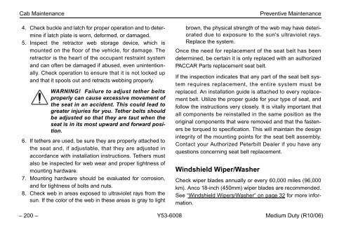 Peterbilt Medium Duty Trucks Operator's Manual after 1-07