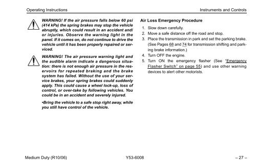 Peterbilt Medium Duty Trucks Operator's Manual after 1-07