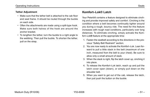 Peterbilt Medium Duty Trucks Operator's Manual after 1-07