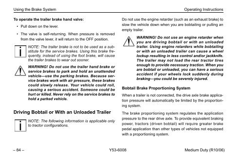 Peterbilt Medium Duty Trucks Operator's Manual after 1-07