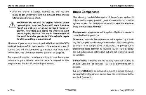 Peterbilt Medium Duty Trucks Operator's Manual after 1-07