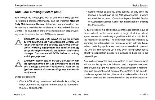 MODEL 330 OPERATOR'S MANUAL - Peterbilt Motors Company