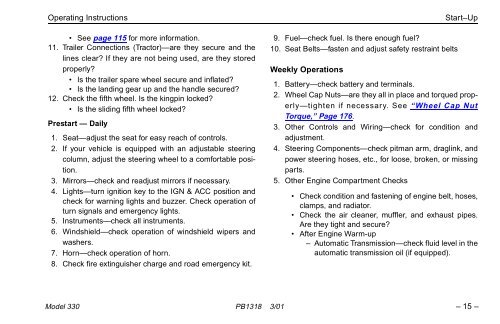 MODEL 330 OPERATOR'S MANUAL - Peterbilt Motors Company