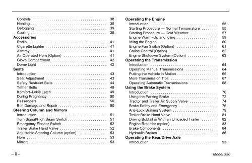 MODEL 330 OPERATOR'S MANUAL - Peterbilt Motors Company