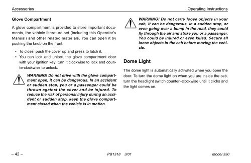 MODEL 330 OPERATOR'S MANUAL - Peterbilt Motors Company