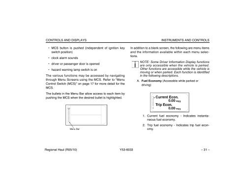 Regional Haul Model Operator's Manual - Peterbilt Motors Company