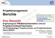 Projektmanagement: Berichte - Peterjohann Consulting