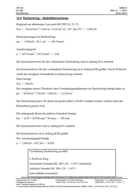 Muster-BehÃ¤lterstatik-Anonym1 MBSA1 Auftrag xxx - IngenieurbÃ¼ro ...