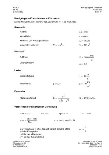 Mathcad - KP-pi_05-09-26.mcd - IngenieurbÃ¼ro Dr. KnÃ¶del