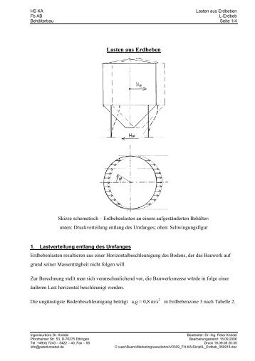 Lasten aus Erdbeben - IngenieurbÃ¼ro Dr. KnÃ¶del