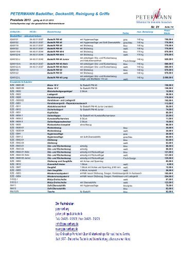 Preisliste öffnen - PETERMANN-Hilfsmittel im Shop bei ppm-marburg