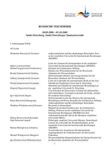 Teilnehmer von russischer Seite.pdf - Petersburger Dialog