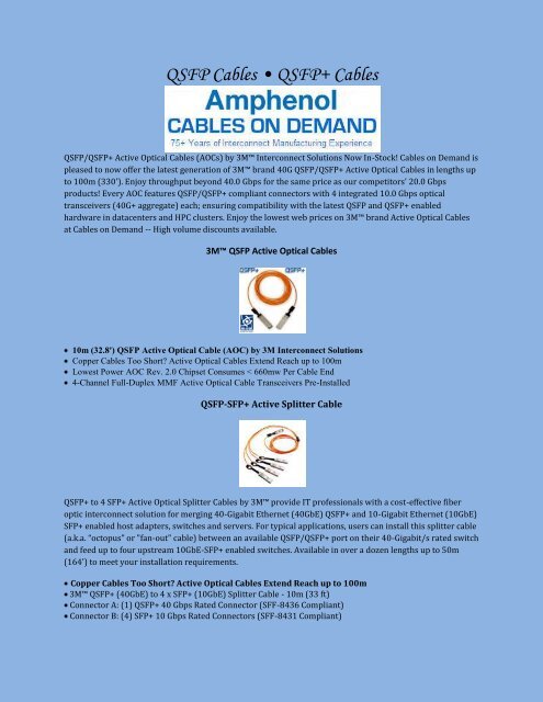 QSFP Cables • QSFP  Cables