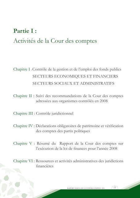 Rapport da la cour des comptes 2010 (Tome 1) - Transparency