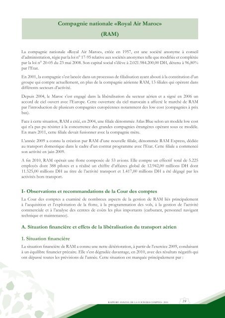 Rapport da la cour des comptes 2010 (Tome 1) - Transparency