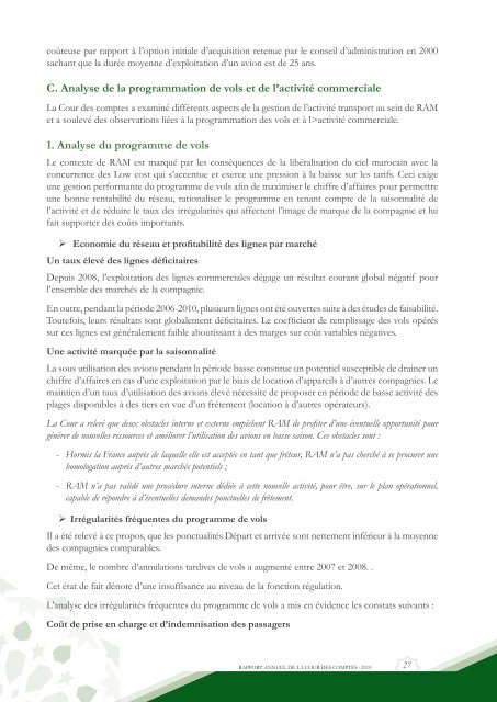 Rapport da la cour des comptes 2010 (Tome 1) - Transparency