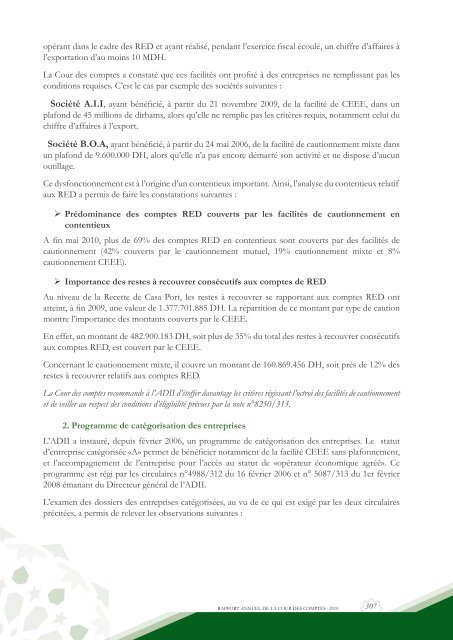 Rapport da la cour des comptes 2010 (Tome 1) - Transparency