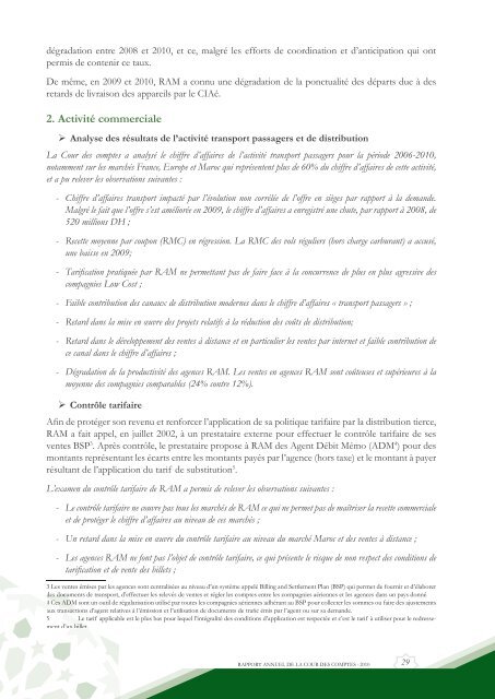 Rapport da la cour des comptes 2010 (Tome 1) - Transparency