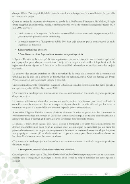 Rapport da la cour des comptes 2010 (Tome 1) - Transparency