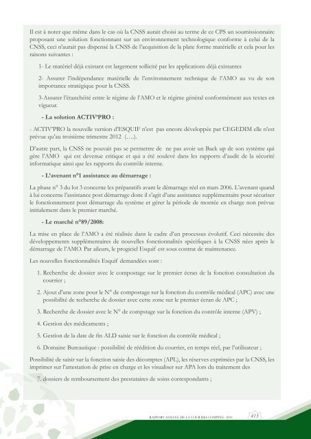 Rapport da la cour des comptes 2010 (Tome 1) - Transparency