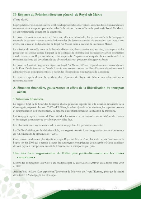 Rapport da la cour des comptes 2010 (Tome 1) - Transparency