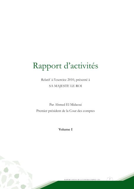 Rapport da la cour des comptes 2010 (Tome 1) - Transparency