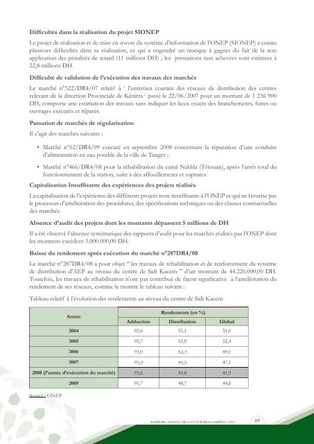 Rapport da la cour des comptes 2010 (Tome 1) - Transparency