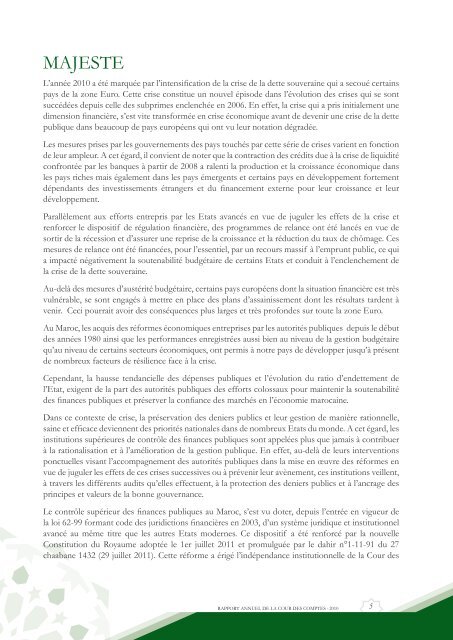 Rapport da la cour des comptes 2010 (Tome 1) - Transparency