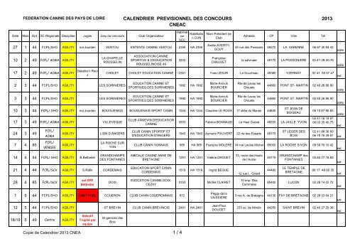 calendrier previsionnel des concours cneac 2013 1 / 4 - Petit Fichier