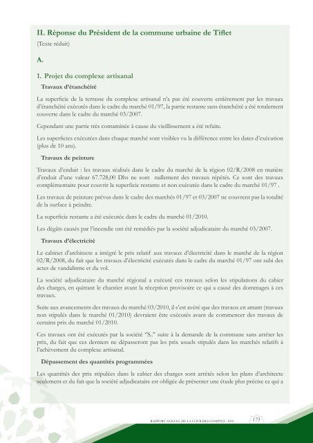 Rapport da la cour des comptes 2010 (Tome 2) - Transparency