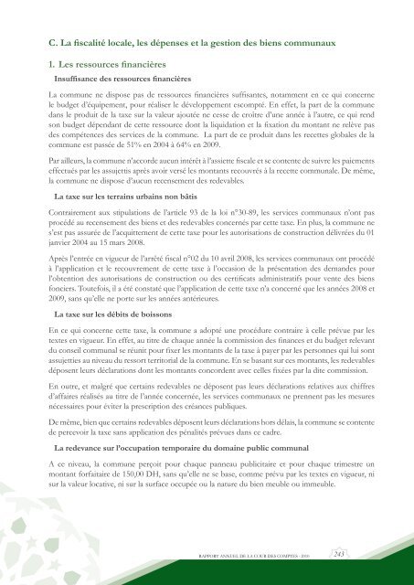 Rapport da la cour des comptes 2010 (Tome 2) - Transparency