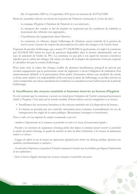 Rapport da la cour des comptes 2010 (Tome 2) - Transparency