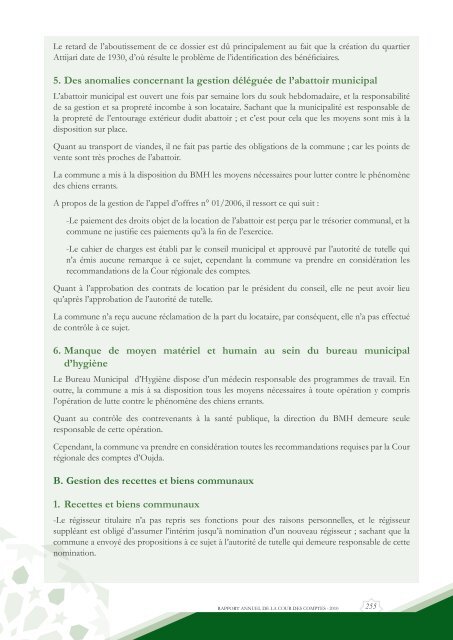 Rapport da la cour des comptes 2010 (Tome 2) - Transparency