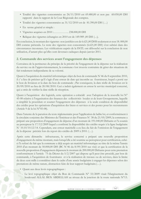 Rapport da la cour des comptes 2010 (Tome 2) - Transparency