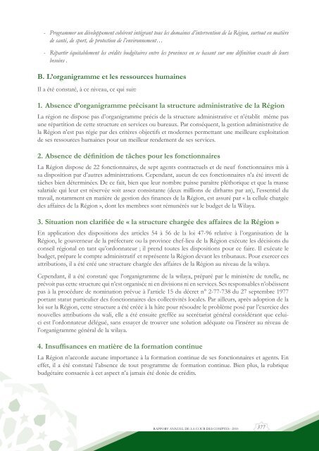 Rapport da la cour des comptes 2010 (Tome 2) - Transparency