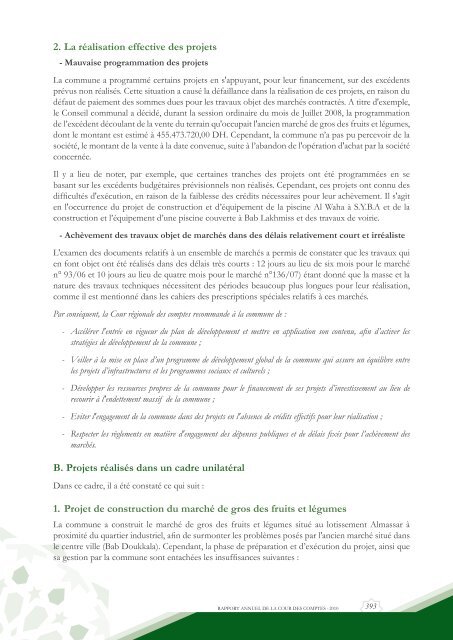 Rapport da la cour des comptes 2010 (Tome 2) - Transparency