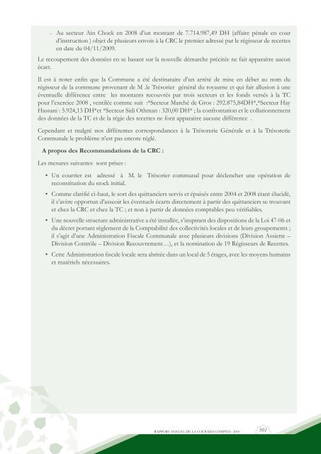 Rapport da la cour des comptes 2010 (Tome 2) - Transparency