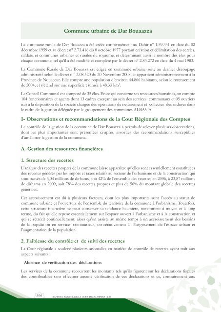 Rapport da la cour des comptes 2010 (Tome 2) - Transparency