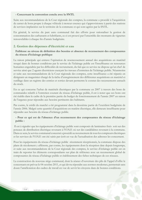 Rapport da la cour des comptes 2010 (Tome 2) - Transparency